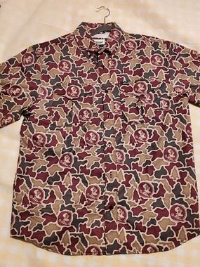 Ariat Men's Burgundy & Tan Printed Short-Sleeve Button-Down Shirt